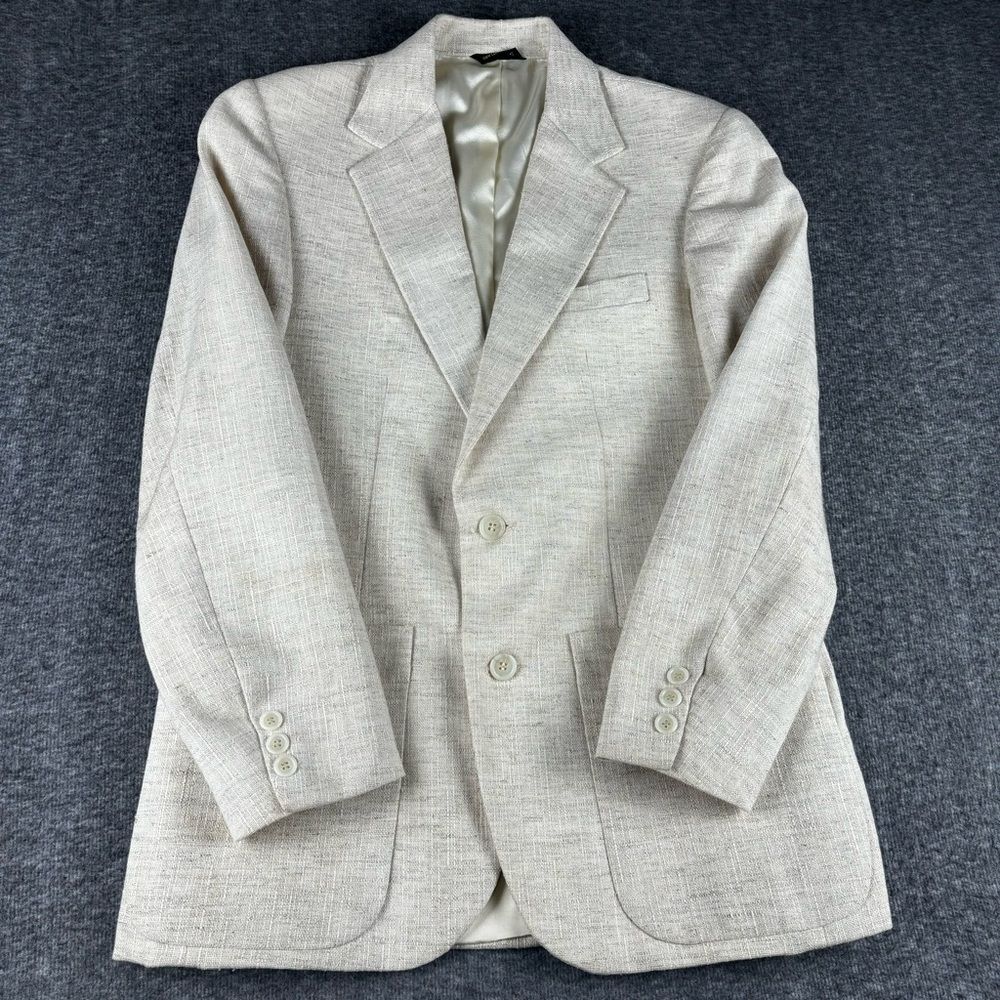 Vintage Repp Ltd Linen Blazer Women's Size M (8-10) Ivory Beige 2-Button Jacket